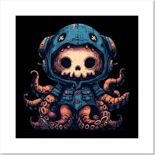 Spooky stuffed toy octopus in teddy bear costume Posters and Art